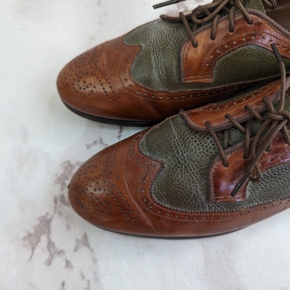 Allen Edmonds Oxfords Womens Size 7 Brown Green Leather AA Narrow Flats - Picture 6 of 12